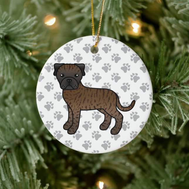 Brindle Bullmastiff Cute Cartoon Dog Ceramic Tree Decoration (Tree)