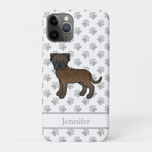 Brindle Bullmastiff Cute Cartoon Dog & Name Case-Mate iPhone Case