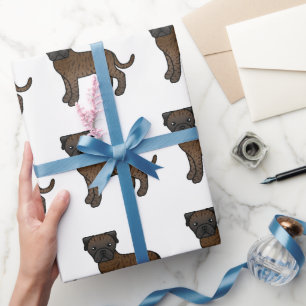 Brindle Bullmastiff Cute Cartoon Dog Pattern Wrapping Paper