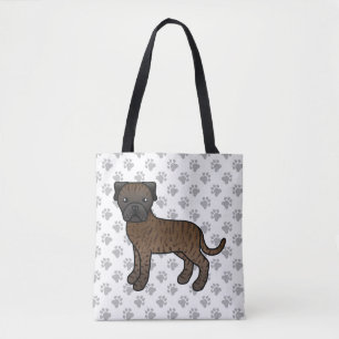 Brindle Bullmastiff Cute Cartoon Dog Tote Bag