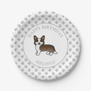Brindle Cardigan Welsh Corgi Dog Birthday Party Paper Plate