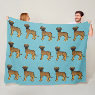Brindle Coat Great Dane Dogs Pattern On Grey Fleece Blanket
