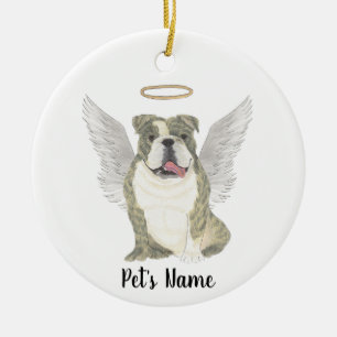 Brindle English Bulldog Sympathy Memorial Ceramic Tree Decoration