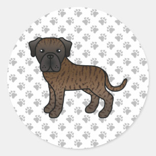 Brindle English Mastiff Cute Cartoon Dog Classic Round Sticker