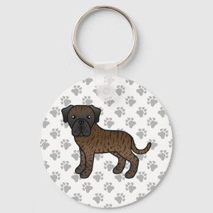 Brindle English Mastiff Cute Cartoon Dog Key Ring
