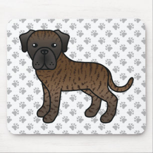 Brindle English Mastiff Cute Cartoon Dog Mouse Pad