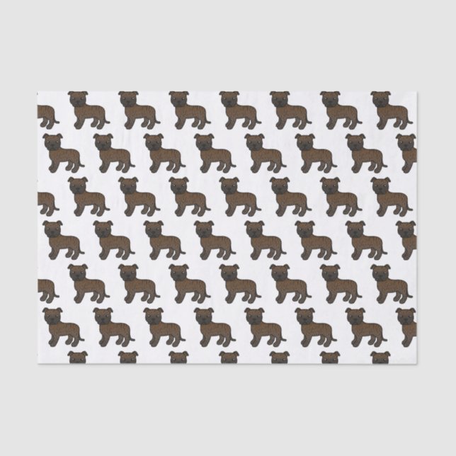 Brindle English Staffie Cute Cartoon Dog Pattern Tissue Paper (Front)