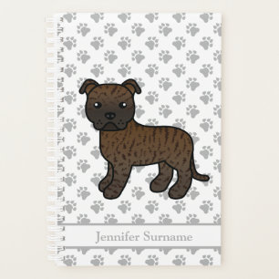 Brindle English Staffie Cute Cartoon Dog & Text Planner