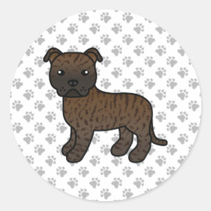 Brindle English Staffordshire Bull Terrier Dog Classic Round Sticker