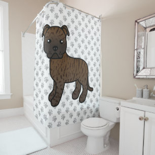 Brindle English Staffordshire Bull Terrier Dog Shower Curtain