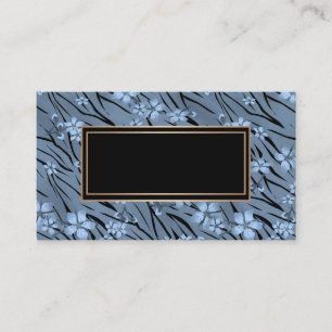 brindle, floral, black and blue, blue business card