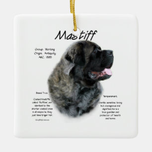 Brindle Fluffy Mastiff History Ceramic Ornament