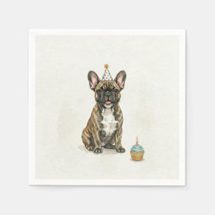 Brindle French Bulldog Birthday Party Hat Cupcake Napkin