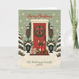 Brindle French Bulldog Christmas Personalised Fold Holiday Card