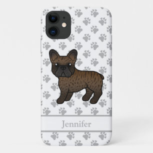 Brindle French Bulldog Cute Cartoon Dog & Name Case-Mate iPhone Case