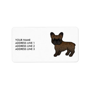 Brindle French Bulldog Cute Cartoon Dog & Text Label