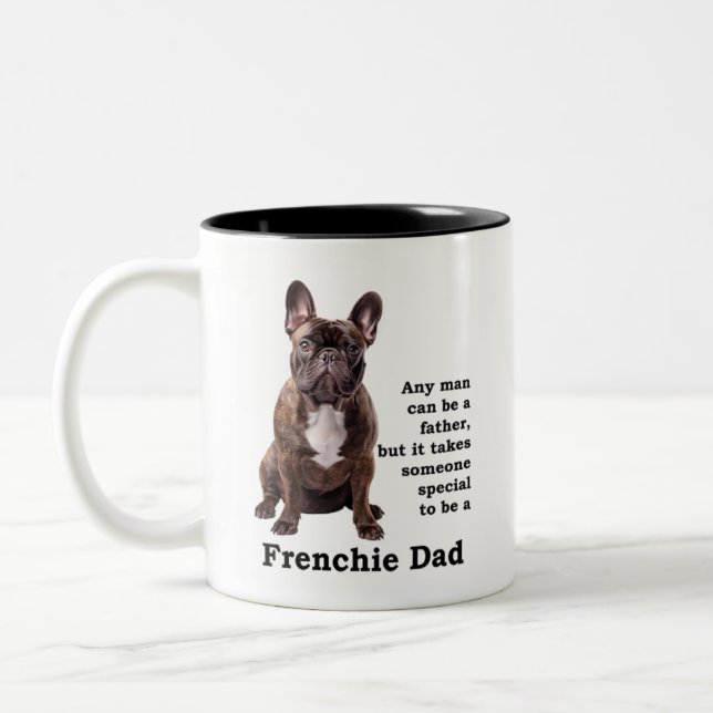 Brindle French Bulldog Dad Two-Tone Coffee Mug (Left)