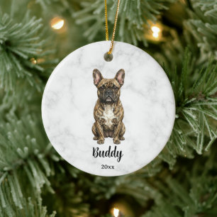 Brindle French Bulldog Dog Name Pet Memorial Ceramic Tree Decoration
