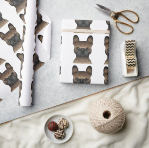 Brindle French Bulldog / Frenchie Cute Dog Pattern Wrapping Paper