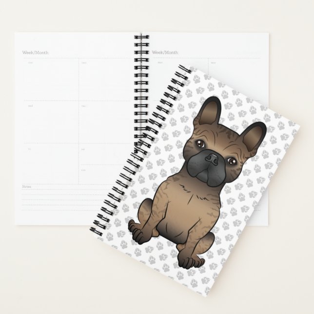 Brindle French Bulldog / Frenchie Cute Dog & Paws Planner (Display)