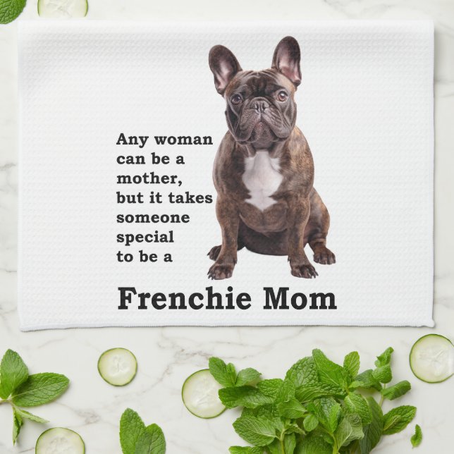 Brindle French Bulldog Mum Tea Towel (Folded)
