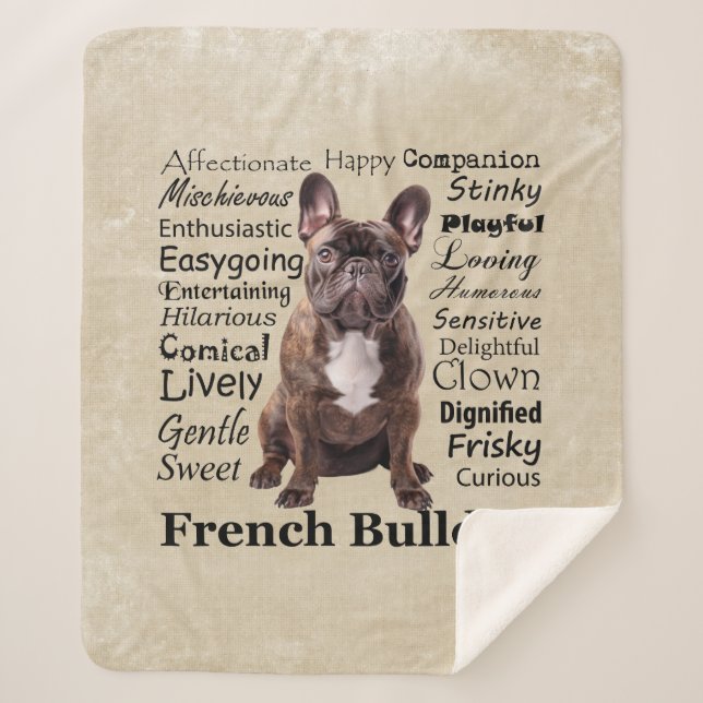 Brindle French Bulldog Traits Sherpa Blanket (Front)
