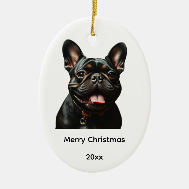 Brindle Frenchie French Bulldog Dog Pet  Ceramic Tree Decoration (Front)