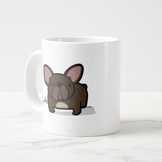 Brindle Frenchie Large Coffee Mug (Front Left)
