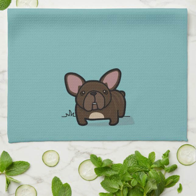 Brindle Frenchie Tea Towel (Folded)