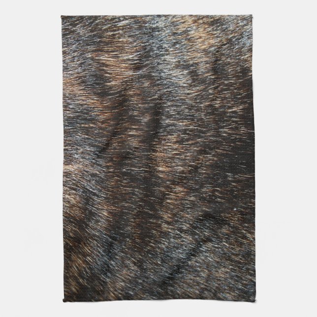 Brindle Fur Like Texture Image Tea Towel (Vertical)