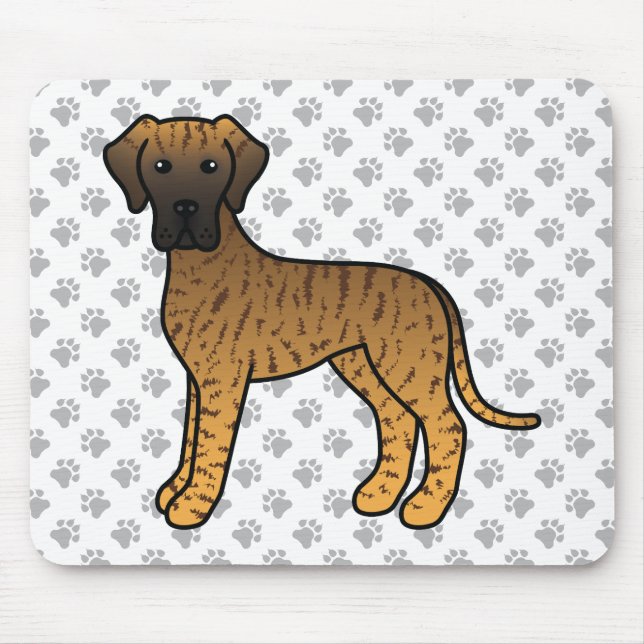 Brindle Great Dane Cute Cartoon Dog Mouse Pad (Front)