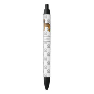 Brindle Great Dane Cute Cartoon Dog & Name Black Ink Pen