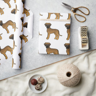 Brindle Great Dane Cute Cartoon Dog Pattern Wrapping Paper