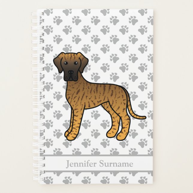 Brindle Great Dane Cute Cartoon Dog & Text Planner (Front)