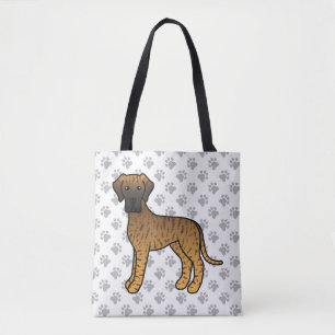Brindle Great Dane Cute Cartoon Dog Tote Bag