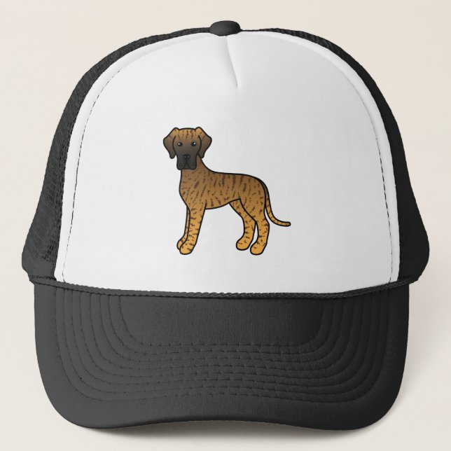 Brindle Great Dane Cute Cartoon Dog Trucker Hat (Front)