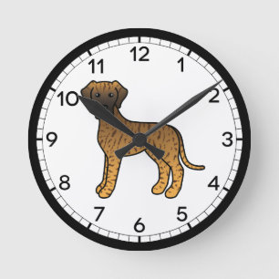 Brindle Great Dane Dog Cartoon Design Round Clock