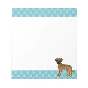 Brindle Great Dane Dog Drawing And Blue Borders Notepad