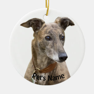 Brindle Greyhound Ceramic Tree Decoration