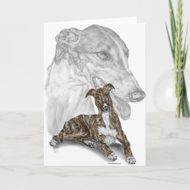 Brindle Greyhound Dog Art Card (Front)