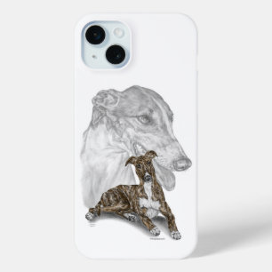 Brindle Greyhound Dog Art iPhone 15 Mini Case