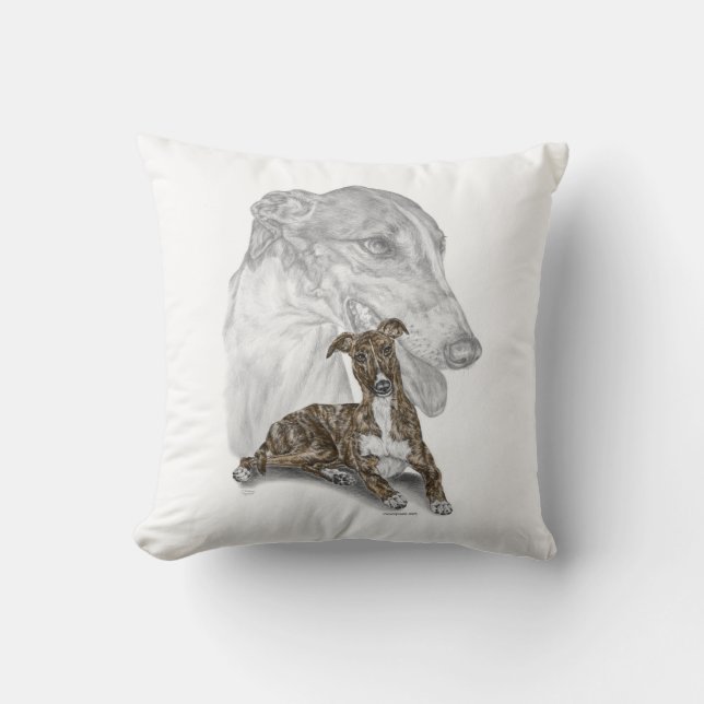 Brindle Greyhound Dog Art Cushion (Front)