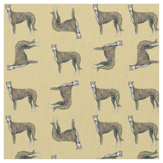 Brindle Greyhound Dog Art Fabric (Close Up)