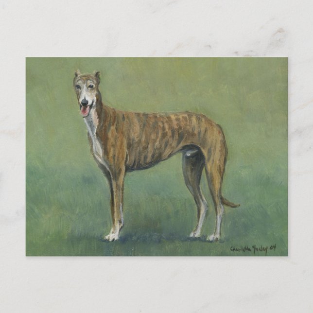 "Brindle Greyhound" Dog Art Postcard (Front)