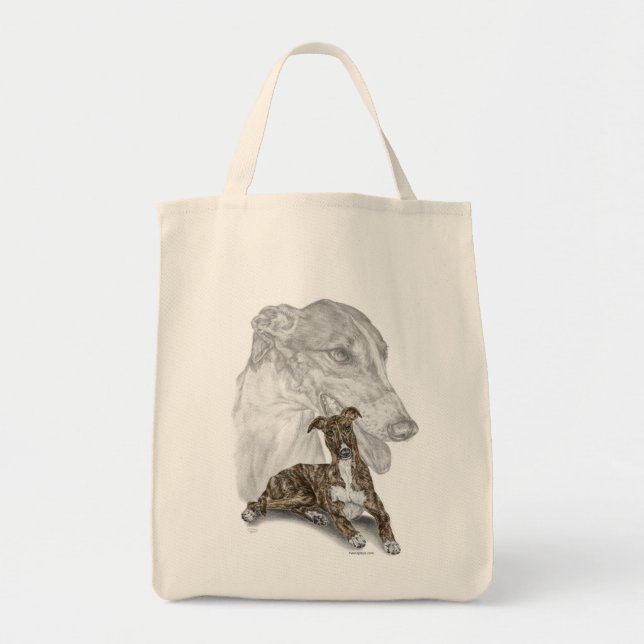 Brindle Greyhound Dog Art Tote Bag (Front)