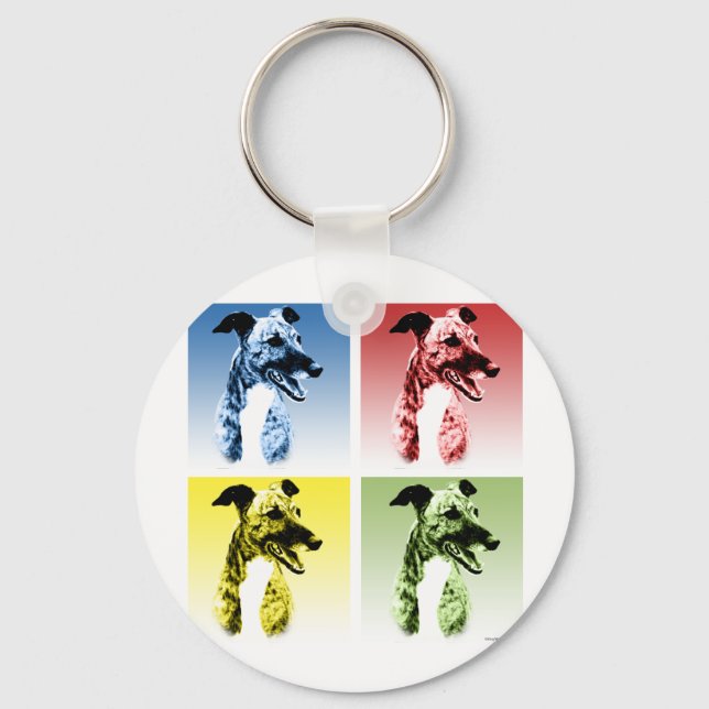 Brindle Greyhound Pop Art Key Ring (Front)