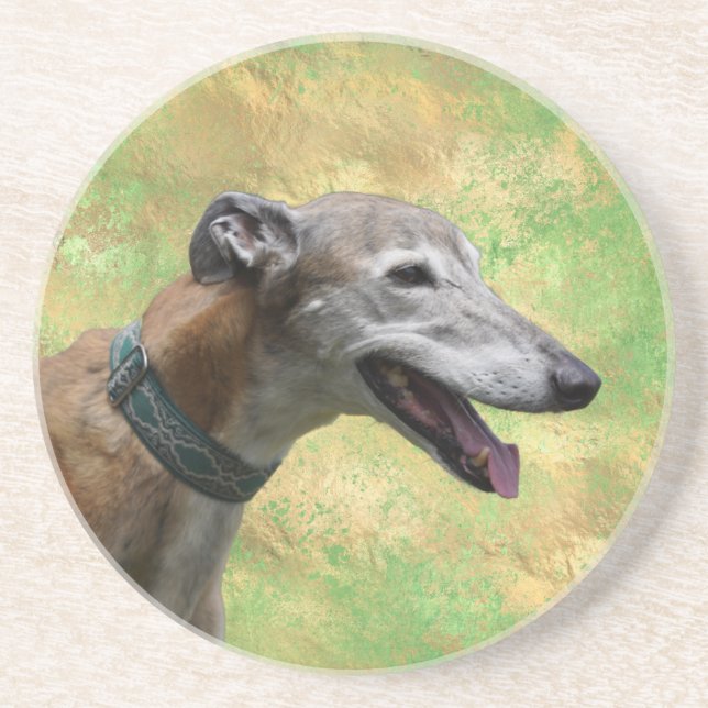Brindle Greyhound Sandstone Coaster (Front)