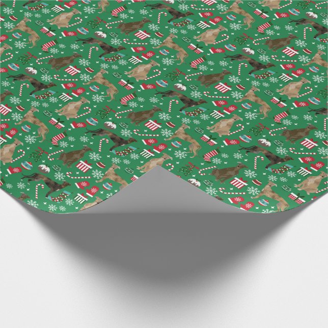 Brindle Greyhounds christmas dog Wrapping Paper (Corner)