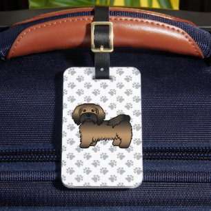 Brindle Havanese Cute Cartoon Dog & Custom Text Luggage Tag