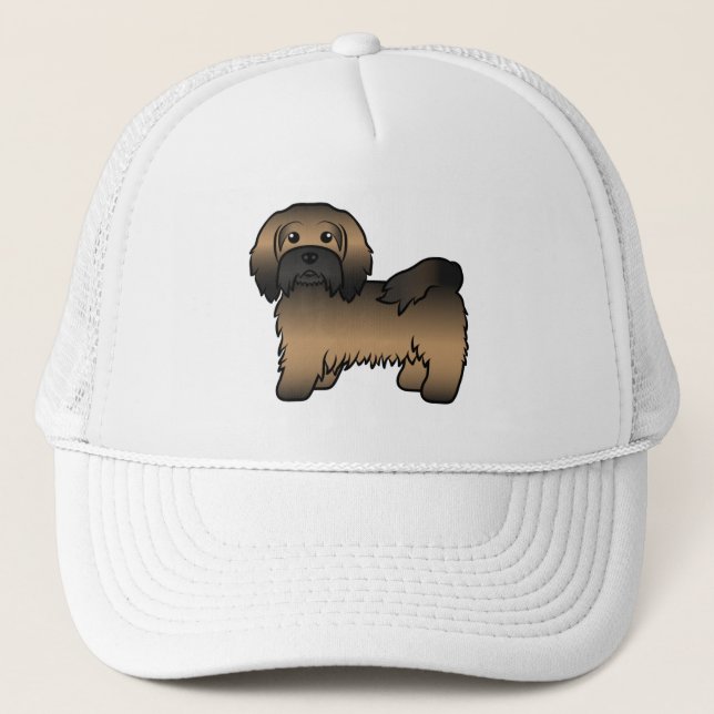 Brindle Havanese Cute Cartoon Dog Illustration Trucker Hat (Front)